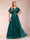 A-Line/Princess V-Neck Short Sleeves Mother of the Bride Dresses with Lace