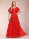 A-Line/Princess V-Neck Short Sleeves Mother of the Bride Dresses with Lace