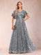 A-Line/Princess V-Neck Short Sleeves Mother of the Bride Dresses with Lace