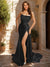 Sheath/Column Strapless Sleeveless Prom Dresses with Split Side