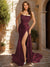 Sheath/Column Strapless Sleeveless Prom Dresses with Split Side