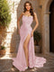 Sheath/Column Strapless Sleeveless Prom Dresses with Split Side