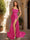 Sheath/Column Strapless Sleeveless Prom Dresses with Split Side