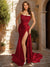 Sheath/Column Strapless Sleeveless Prom Dresses with Split Side