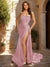 Sheath/Column Strapless Sleeveless Prom Dresses with Split Side