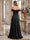 A-Line/Princess Off-the-Shoulder Short Sleeves Prom Dresses with Split Side