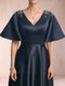A-Line/Princess V-Neck Half Sleeves Mother of the Bride Dresses with Rhinestones