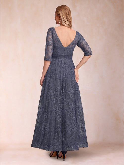 A Line Scoop Embroidery Princess Organza Prom Dresses LBQ0256