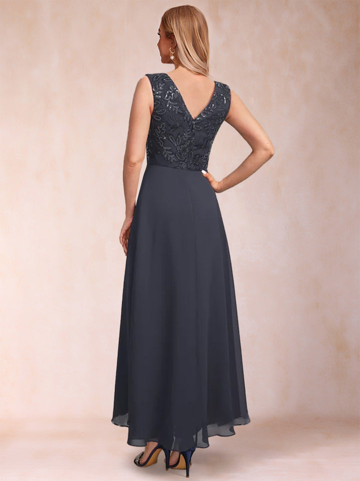 A-Line/Princess V-Neck 3/4 Sleeves 2 Pieces Mother of the Bride Dress with Sequins &amp; Jacket