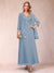 A-Line/Princess V-Neck 3/4 Sleeves 2 Pieces Mother of the Bride Dress with Sequins & Jacket