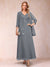A-Line/Princess V-Neck 3/4 Sleeves 2 Pieces Mother of the Bride Dress with Sequins & Jacket