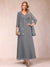 A-Line/Princess V-Neck 3/4 Sleeves 2 Pieces Mother of the Bride Dress with Sequins & Jacket