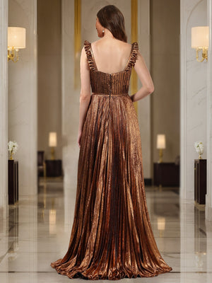 A-Line/Princess Plunging V-Neck Sleeveless Prom Dresses with Ruched