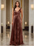 A-Line/Princess Plunging V-Neck Sleeveless Prom Dresses with Ruched