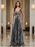 A-Line/Princess Plunging V-Neck Sleeveless Prom Dresses with Ruched