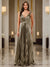 A-Line/Princess Plunging V-Neck Sleeveless Prom Dresses with Ruched