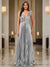 A-Line/Princess Plunging V-Neck Sleeveless Prom Dresses with Ruched