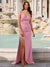 Sheath/Column One-Shoulder Sleeveless Prom Dresses with Split Side