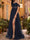 A-Line/Princess Cold Shoulder Short Sleeves Prom Dresses with Split Side
