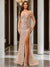 Trumpet/Mermaid Off the Shoulder Short Sleeves Prom Dresses with Sequins