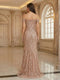 Trumpet/Mermaid Off the Shoulder Short Sleeves Prom Dresses with Sequins