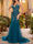 Sheath/Column V-Neck Sleeveless Applique Prom Dresses