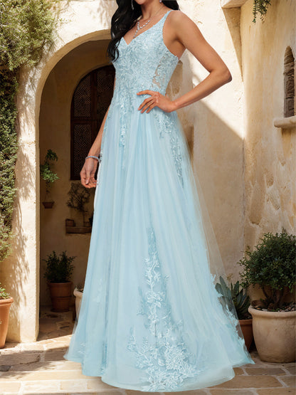 A-Line/Princess Sweetheart Sleeveless Rhinestone Prom Dresses