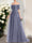 A-Line/Princess Off-the-Shoulder Short Sleeves Sequins Prom Dresses