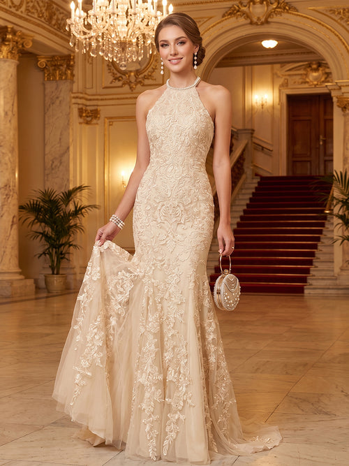 2026 Evening Dresses Halter for Women Trumpet/Mermaid Sleeveless Floor-Length Evening Party Prom Gowns with Appliques 2026 Evening Dresses Halter for Women Trumpet/Mermaid Sleeveless Floor-Length Evening Party Prom Gowns with Appliques