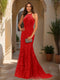 Trumpet/Mermaid Halter Sleeveless Applique Prom Dresses