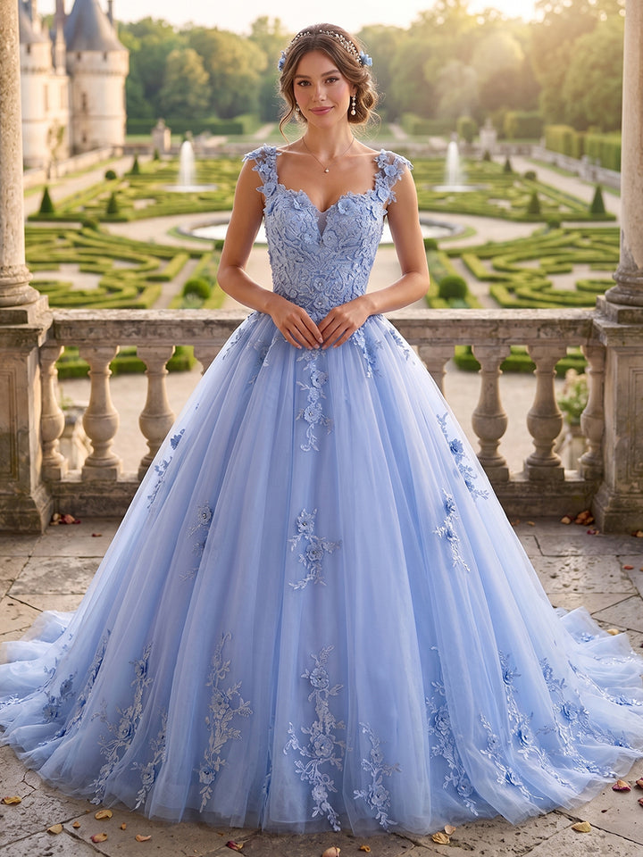 Ball Gown Sweetheart Sleeveless Lace Prom Dresses