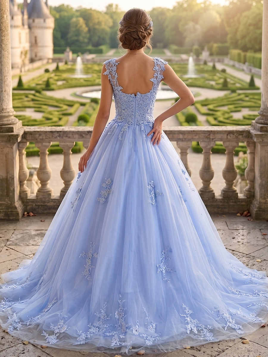 Ball Gown Sweetheart Sleeveless Lace Prom Dresses