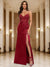 Sheath/Column V-Neck Sleeveless Split Side Prom Dresses
