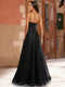 A-Line/Princess V-Neck Sleeveless Sequins Prom Dresses