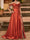 A-Line/Princess Cold Shoulder Short Sleeves Rhinestone Prom Dresses