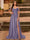 A-Line/Princess Cold Shoulder Short Sleeves Rhinestone Prom Dresses