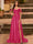 A-Line/Princess Cold Shoulder Short Sleeves Rhinestone Prom Dresses