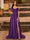 A-Line/Princess Cold Shoulder Short Sleeves Rhinestone Prom Dresses