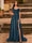 A-Line/Princess Cold Shoulder Short Sleeves Rhinestone Prom Dresses