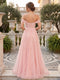 Ball Gown Off-the-Shoulder Short Sleeves Applique Prom Dresses