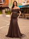 Trumpet/Mermaid Off-the-Shoulder Short Sleeves Sequins Prom Dresses