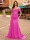 Trumpet/Mermaid Off-the-Shoulder Short Sleeves Sequins Prom Dresses