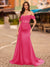 Trumpet/Mermaid Off-the-Shoulder Short Sleeves Sequins Prom Dresses