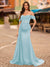 Trumpet/Mermaid Off-the-Shoulder Short Sleeves Sequins Prom Dresses