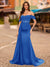 Trumpet/Mermaid Off-the-Shoulder Short Sleeves Sequins Prom Dresses