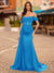 Trumpet/Mermaid Off-the-Shoulder Short Sleeves Sequins Prom Dresses