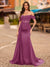 Trumpet/Mermaid Off-the-Shoulder Short Sleeves Sequins Prom Dresses