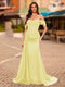 Trumpet/Mermaid Off-the-Shoulder Short Sleeves Sequins Prom Dresses