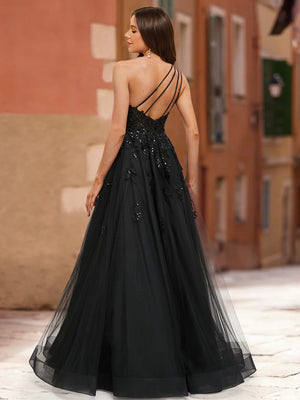 A-Line/Princess One-Shoulder Sleeveless Split Side Prom Dresses