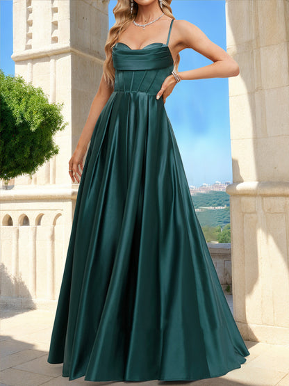 A-Line/Princess Sweetheart Sleeveless Ruched Prom Dresses